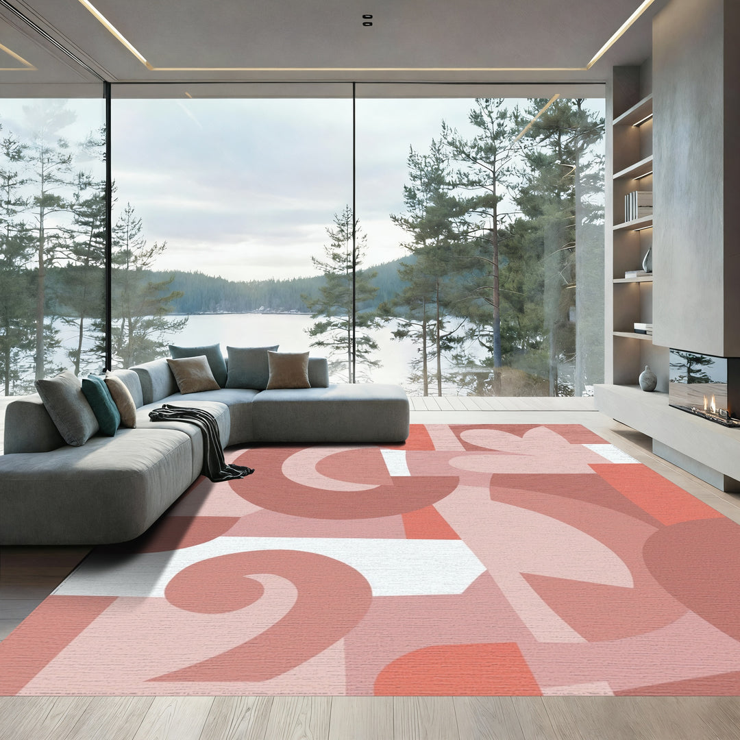 Terra Cotta Abstract Organic Shapes Rug