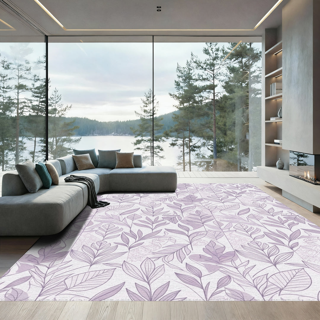 Lavender Botanical Abstract Layered Rug