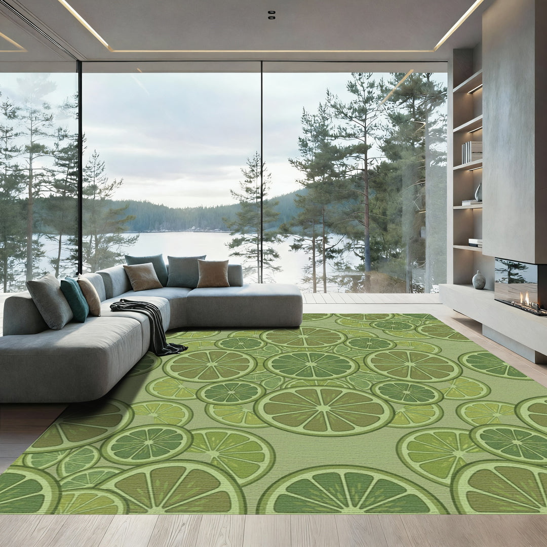 Green Citrus Fruit Slices Mandala Rug