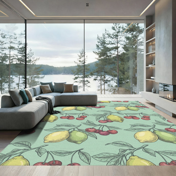 Vintage Lemon Cherry Branch Rug