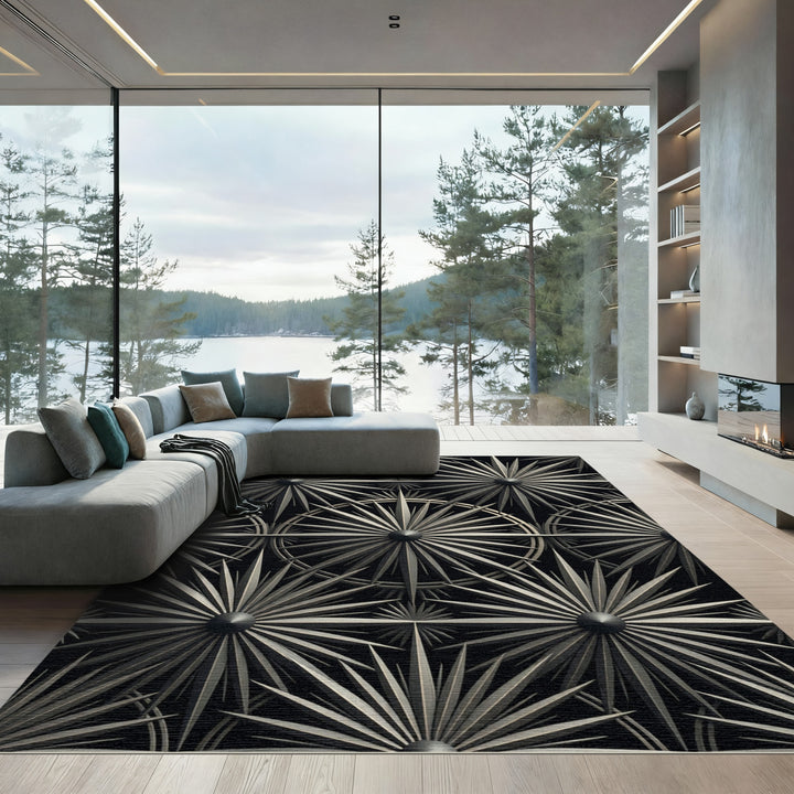 Art Deco Starburst Metallic Rug