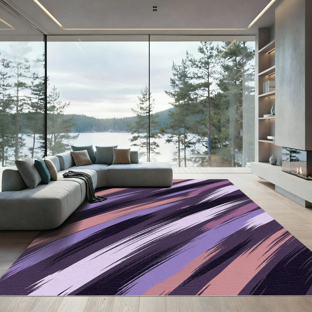 Abstract Purple Brushstroke Strokes Rug