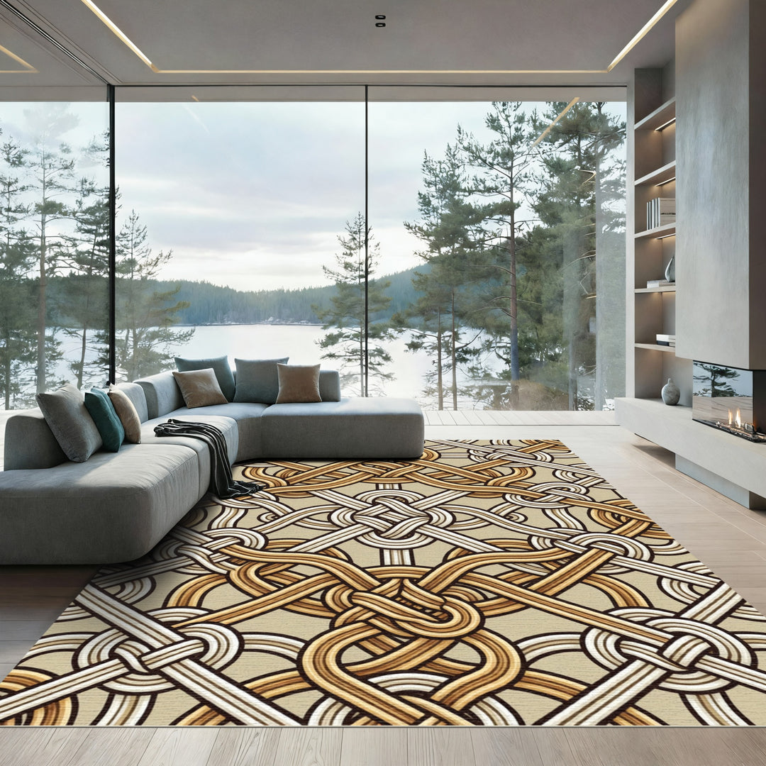Celtic Knot Brown Cream Rug