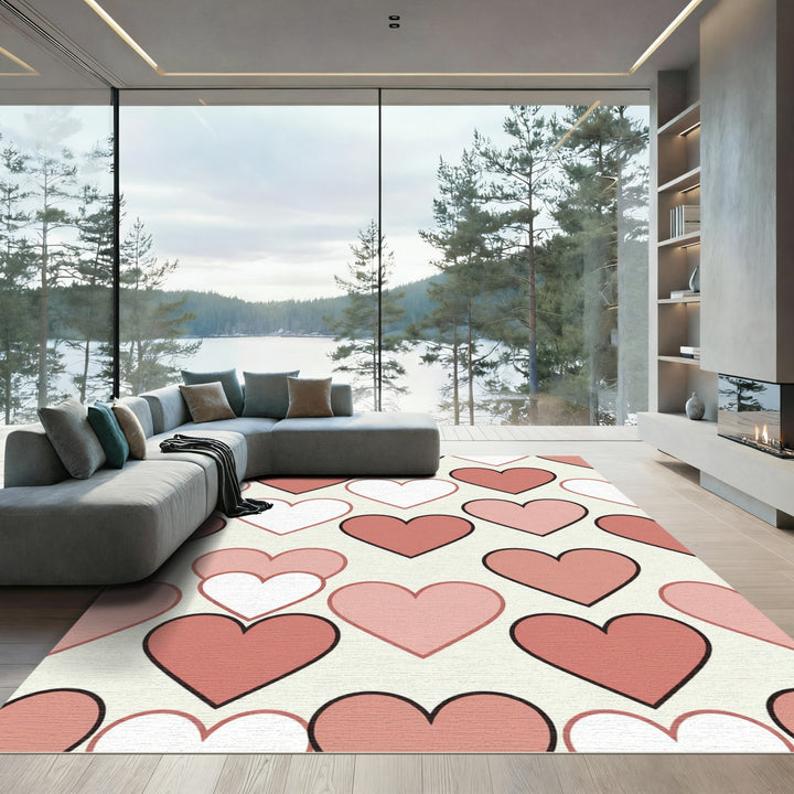 Pink Heart Valentines Day Rug