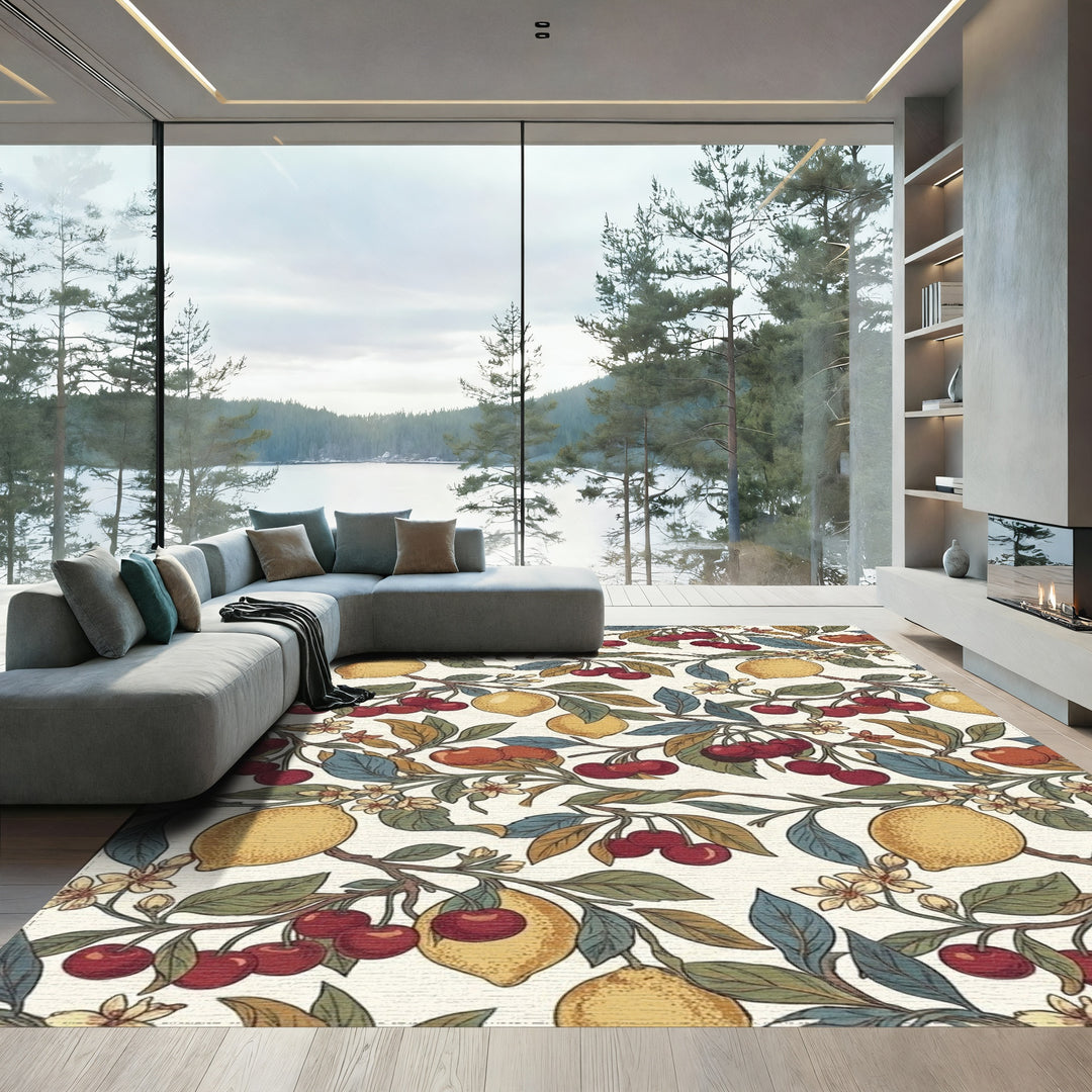 Vibrant Lemon Cherry Branch Collection Rug