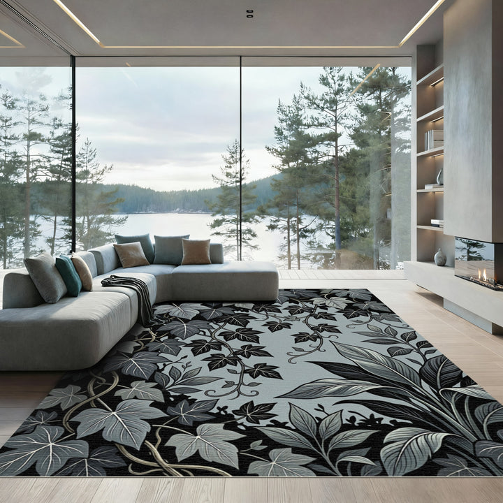 Monochromatic Ivy Vine Leaves Rug