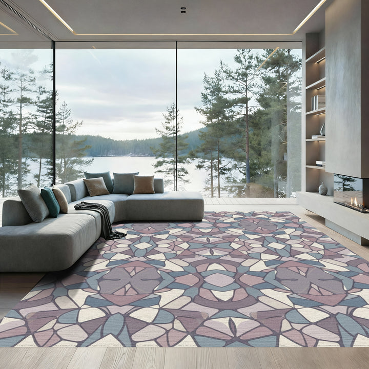 Muted Geometric Abstract Mosaic Rug