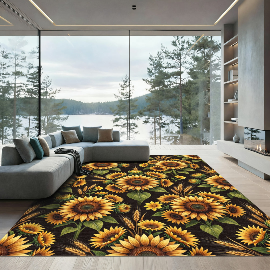 Golden Sunflower Wheat Meadow Rug
