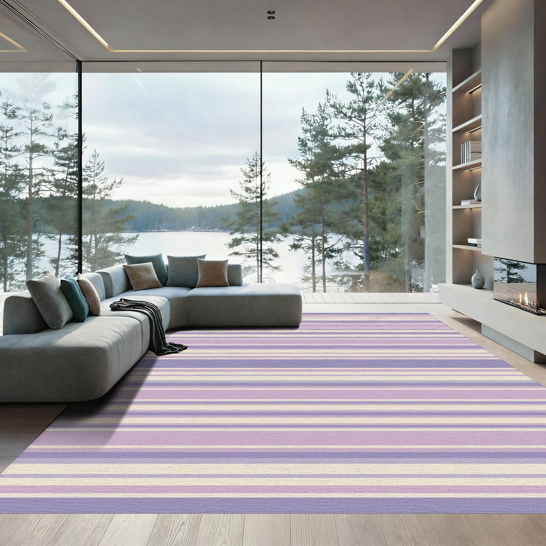 Lavender Cream Subtle Stripe Rug
