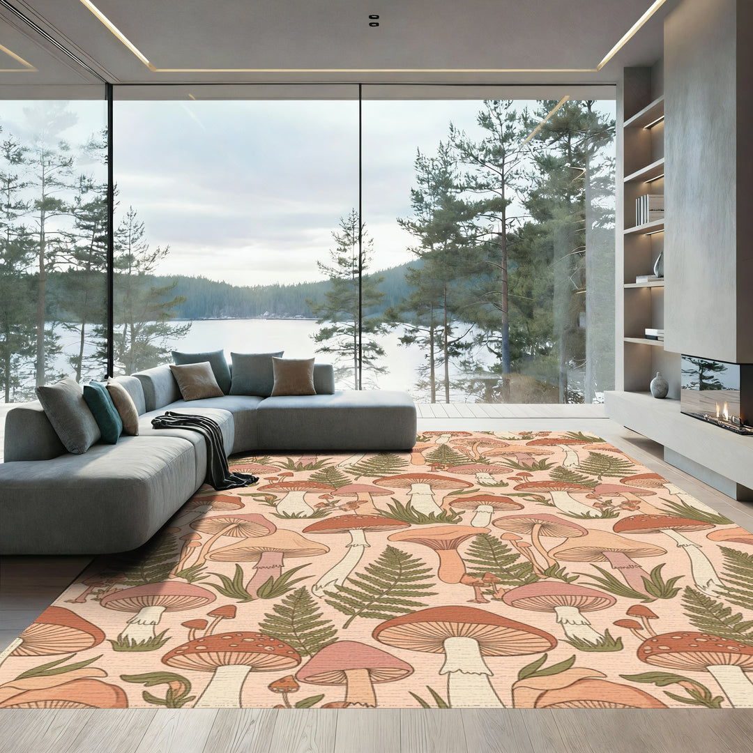 Groovy Mushroom Fern Garden Rug