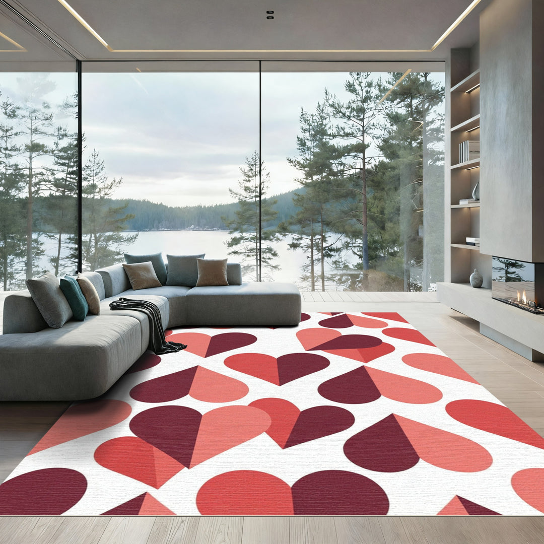 Geometric Pink Heart Tonal Arrangement Rug