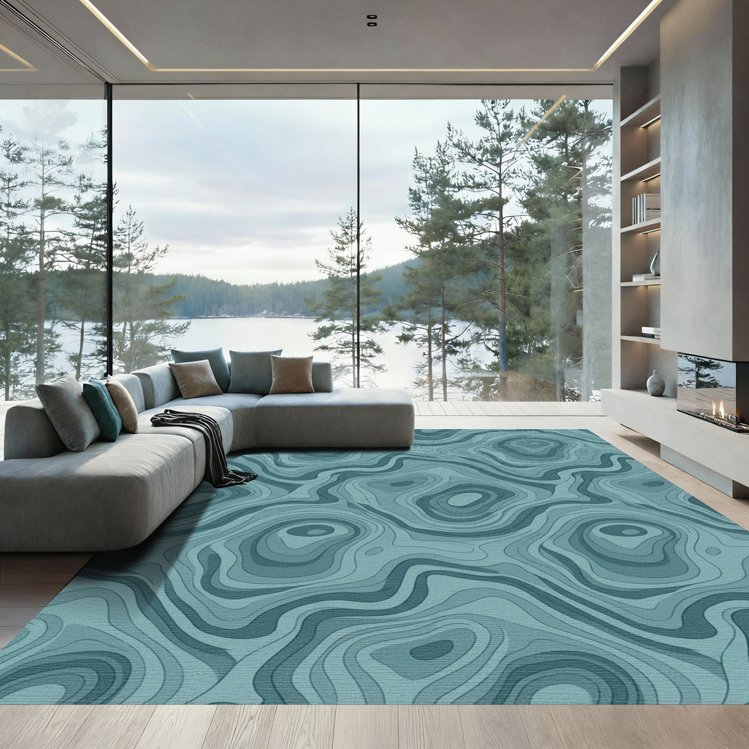 Contour Line Ocean Waves Rug