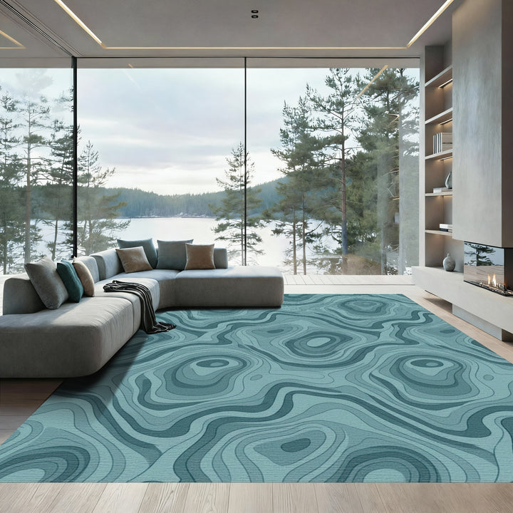 Contour Line Ocean Waves Rug