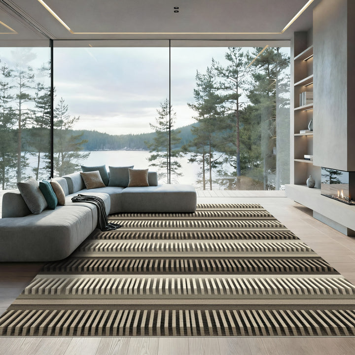Abstract Tonal Stripes Rug