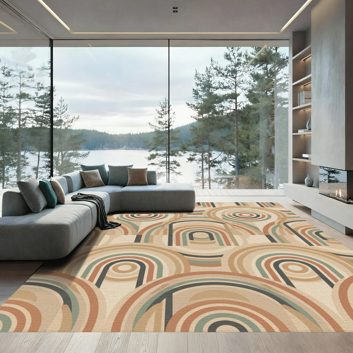 Retro Earth Tones Arch Rainbow Rug