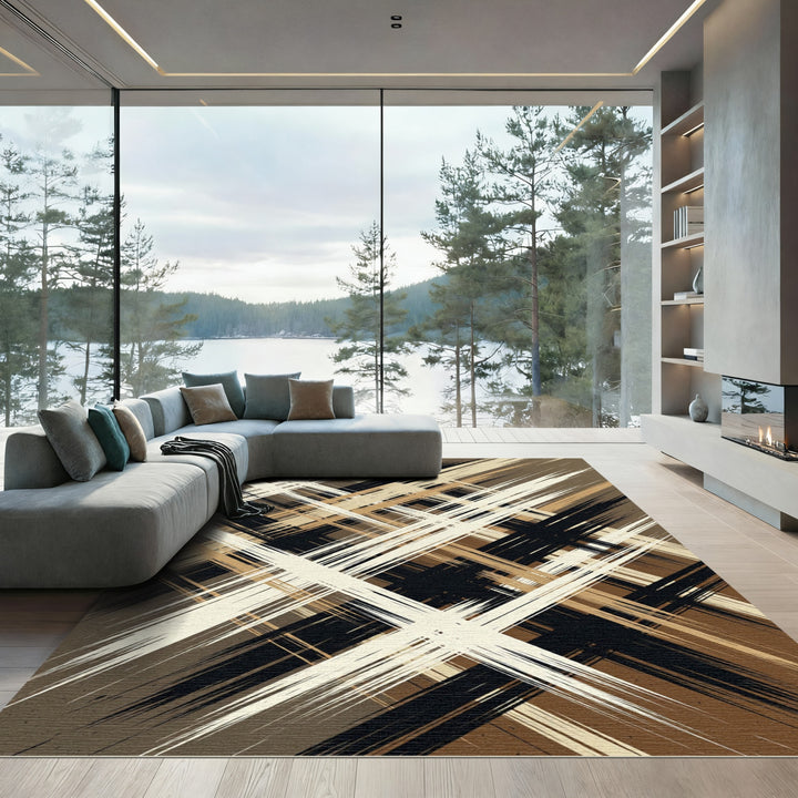 Earthy Tone Abstract Brush Stroke Rug