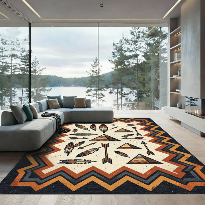 Tribal Feather Pyramid Accent Rug