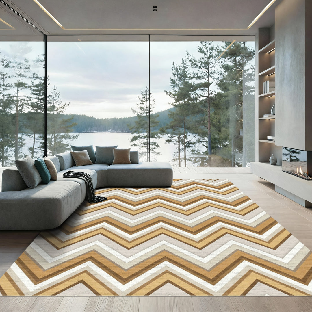 Chevron Earth Tone Geometric Rug