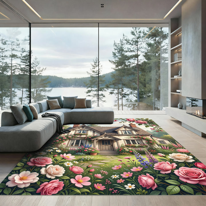 Charming Cottage Garden Rose Rug