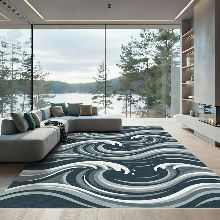 Dark Blue Classic Wave Rug
