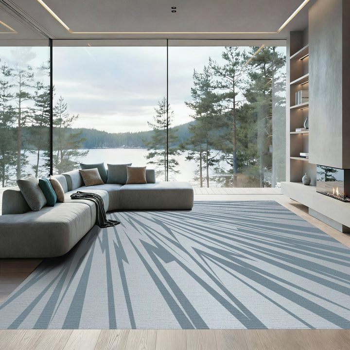 Light Blue Jagged Rays Rug