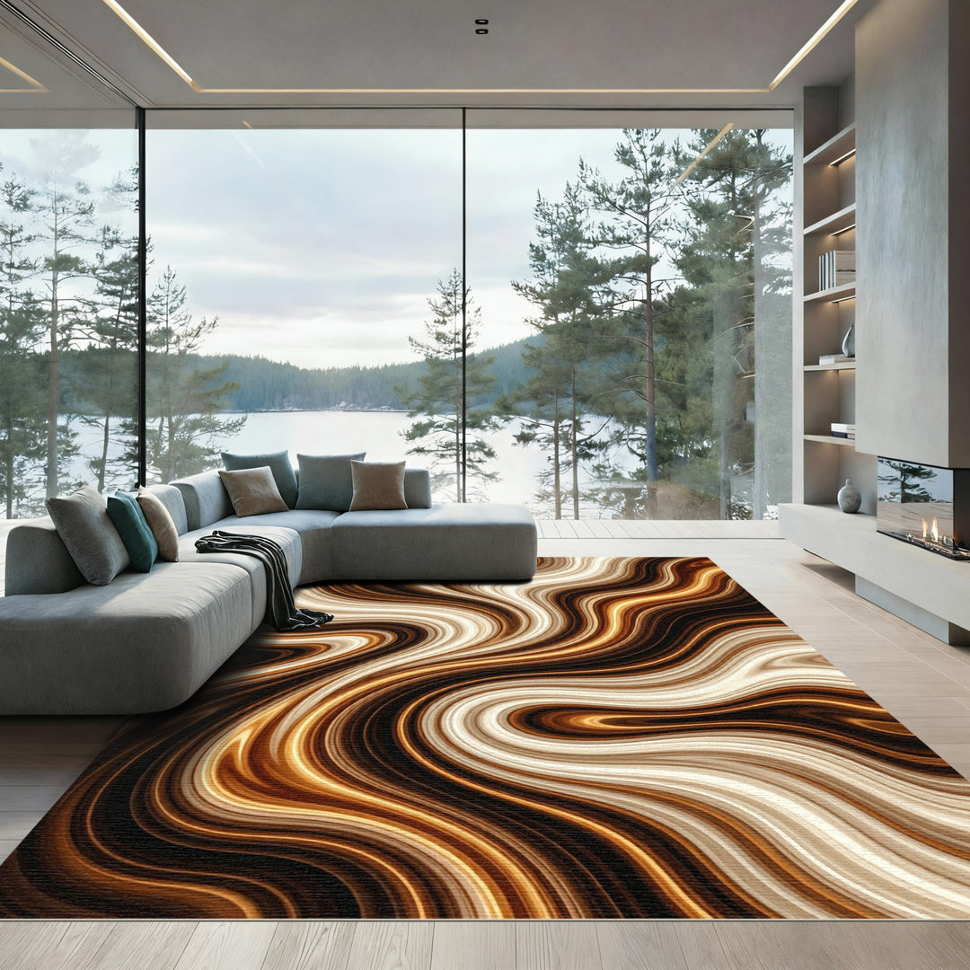 Swirling Sepia Agate Blend Rug