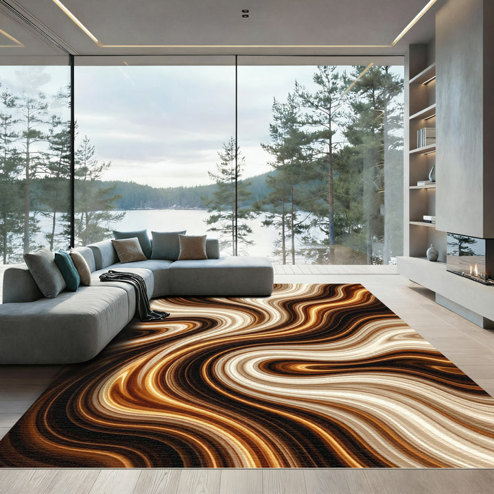Swirling Sepia Agate Blend Rug