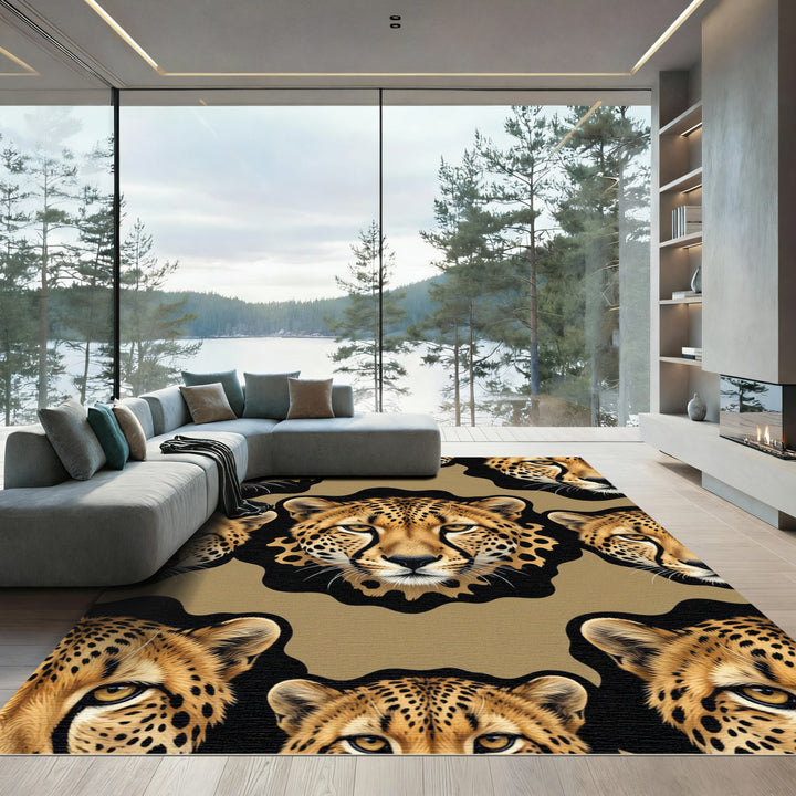 Golden Cheetah Spot Abstract Composition Rug