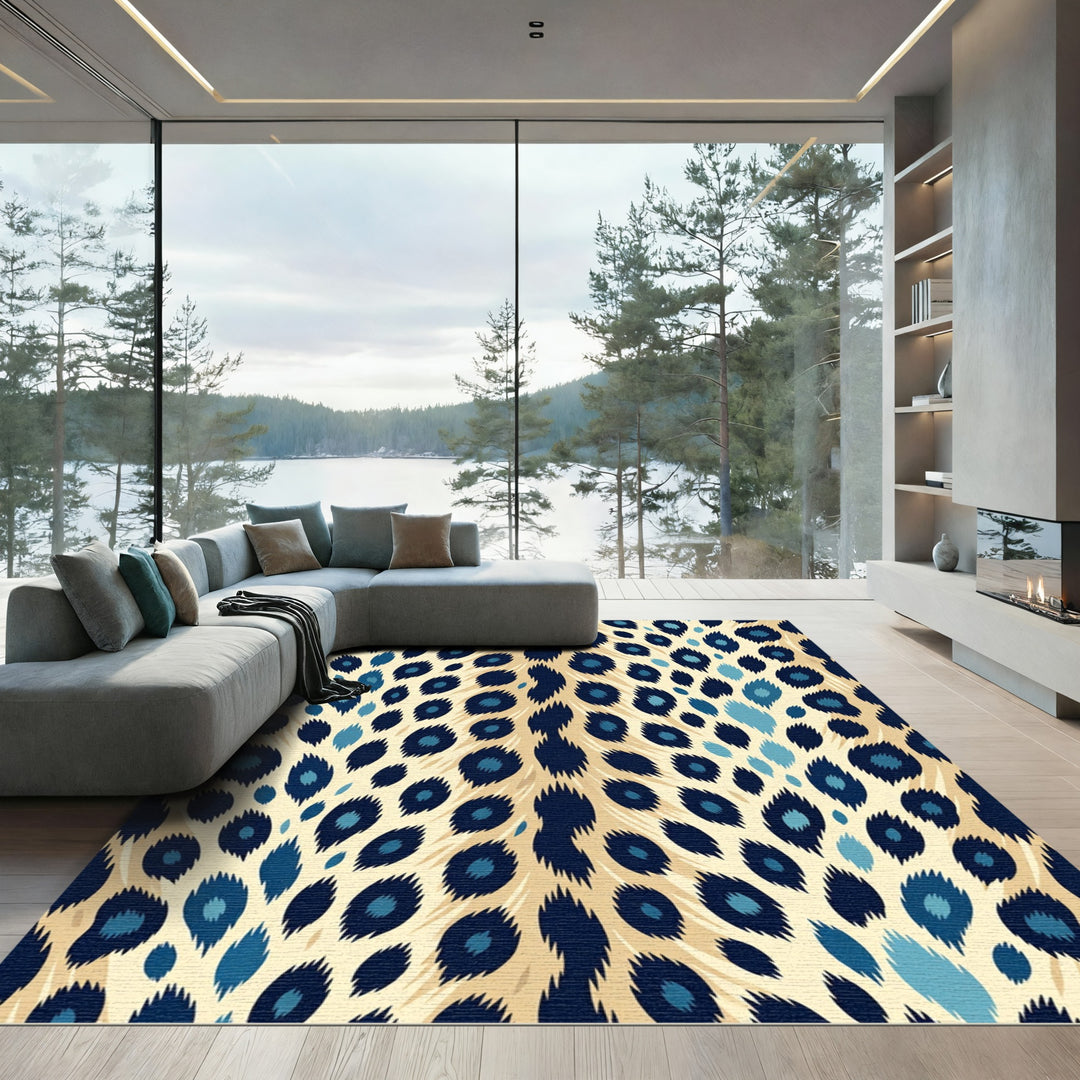 Sophisticated Blue Leopard Spots Rug