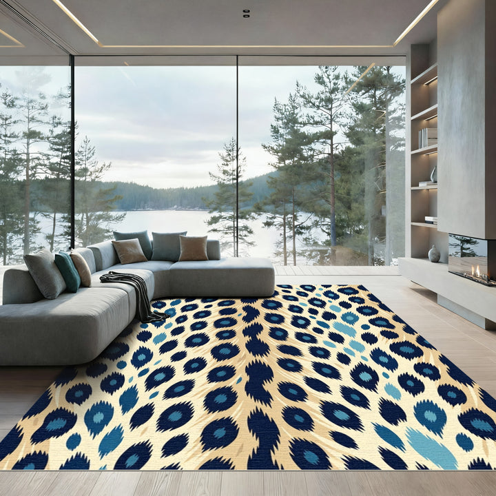 Sophisticated Blue Leopard Spots Rug