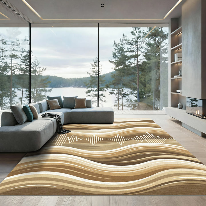 Sandy Waves Soundscape Abstract Rug