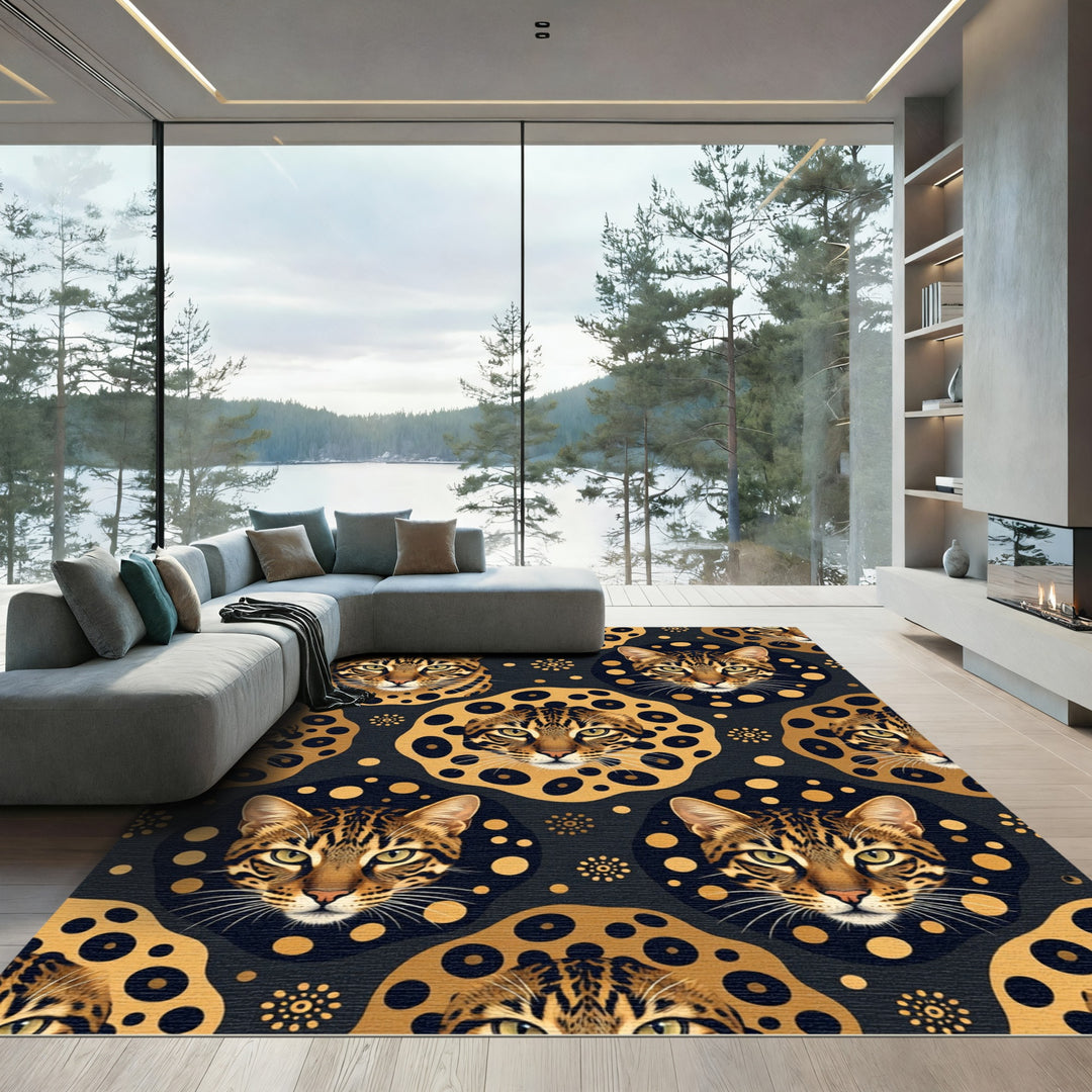 Luxurious Bengal Cat Spot Artwork Rug