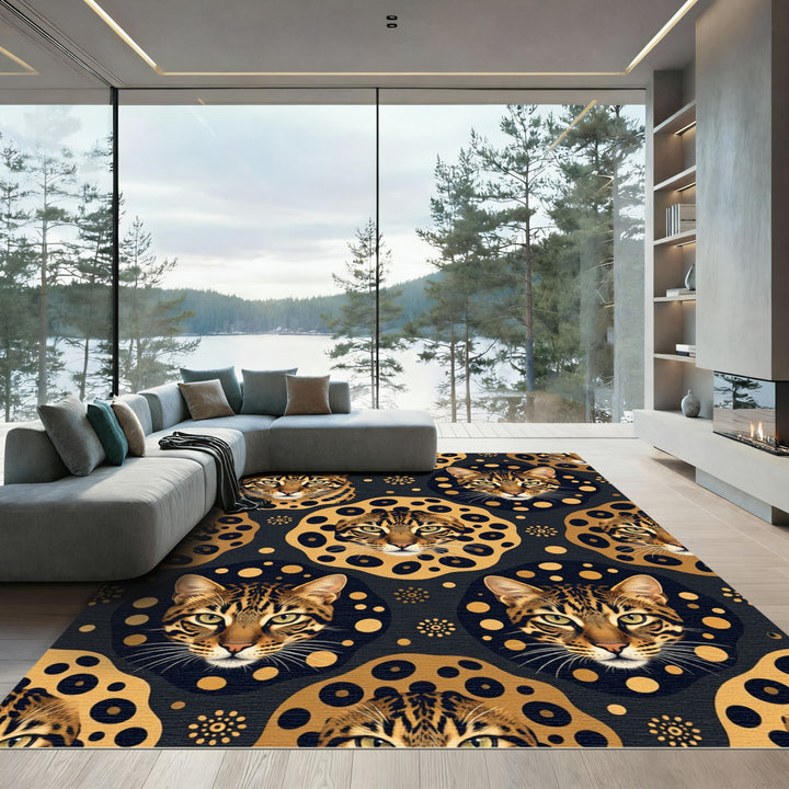 Luxurious Bengal Cat Spot Artwork Rug