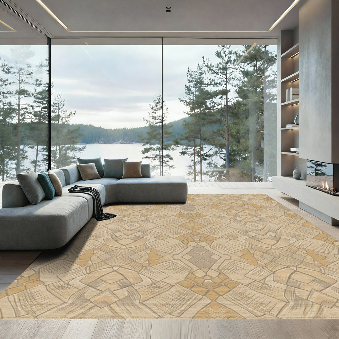 Earthy Tones Segmented Geometric Rug