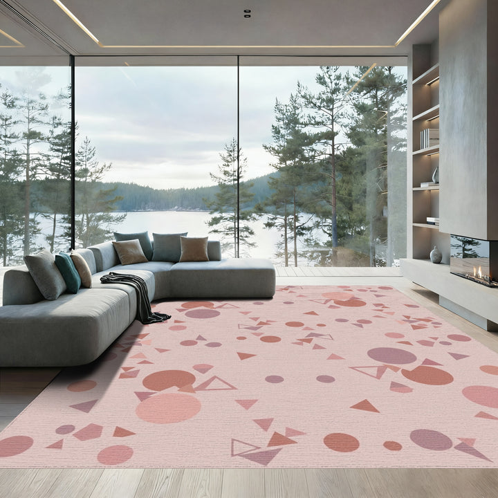 Soft Rose Geometric Sprinkle Trio Rug