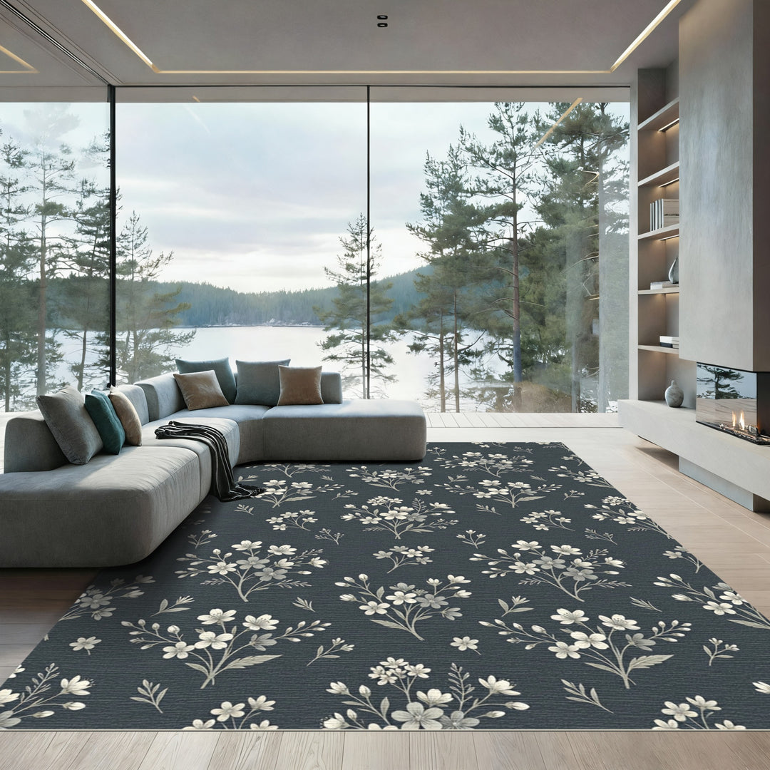 Vintage Beige Floral Meadow Rug