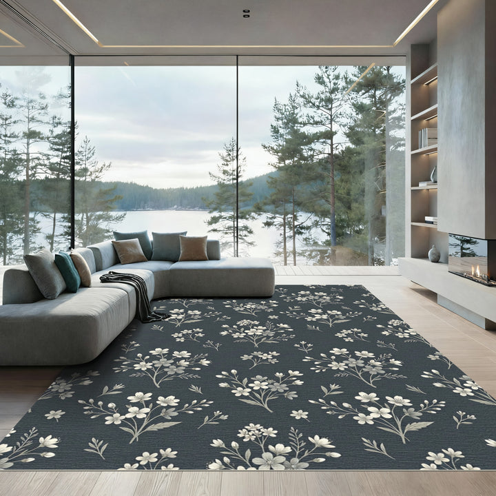 Vintage Beige Floral Meadow Rug