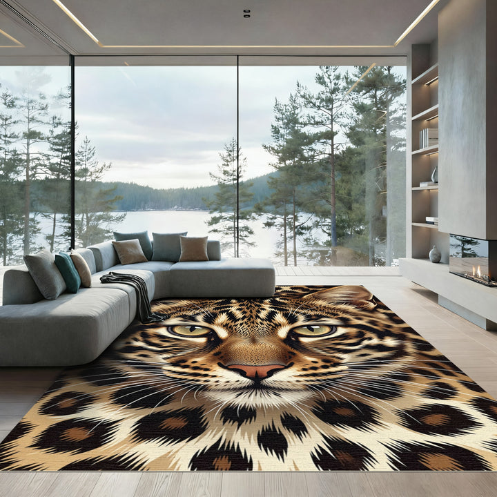 Exotic Leopard Spots Face Rug