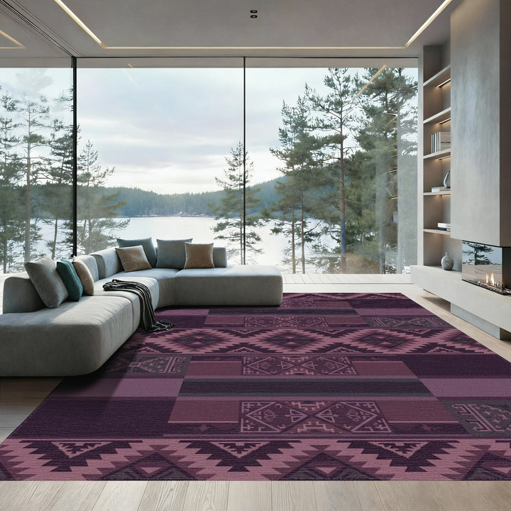 Plum Geometric Navajo Rug