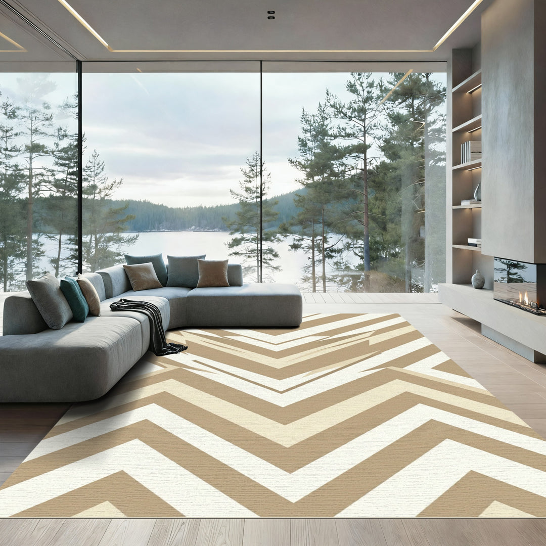 Chevron Cream Beige Zigzag Rug