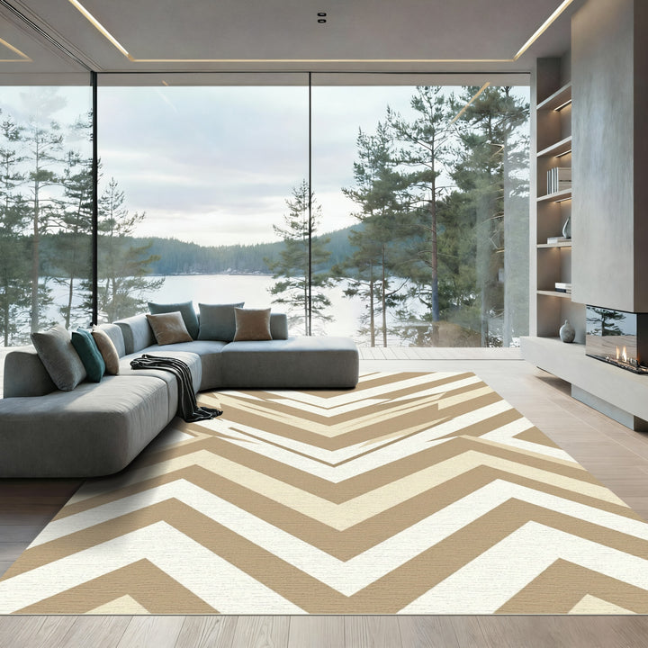 Chevron Cream Beige Zigzag Rug