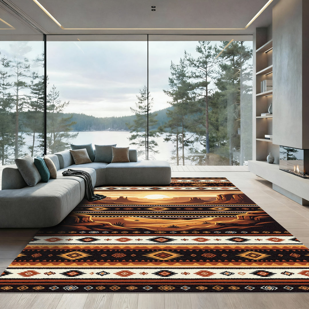 Southwestern Desert Sunset Tribal Rug