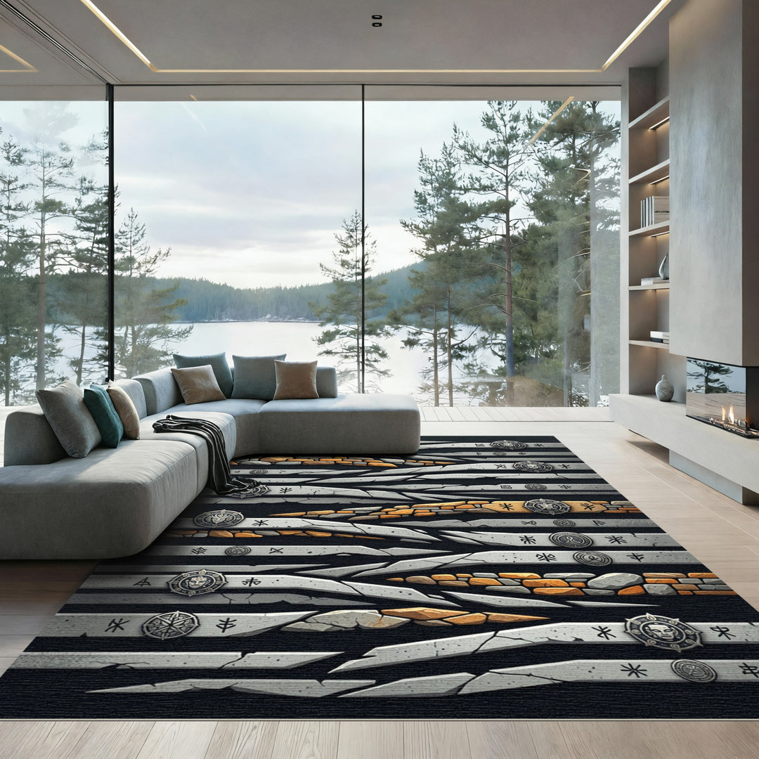 Nordic Rune Stone Stripes Rug