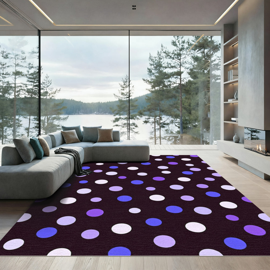 Purple Blue White Polka Dot Rounds Rug