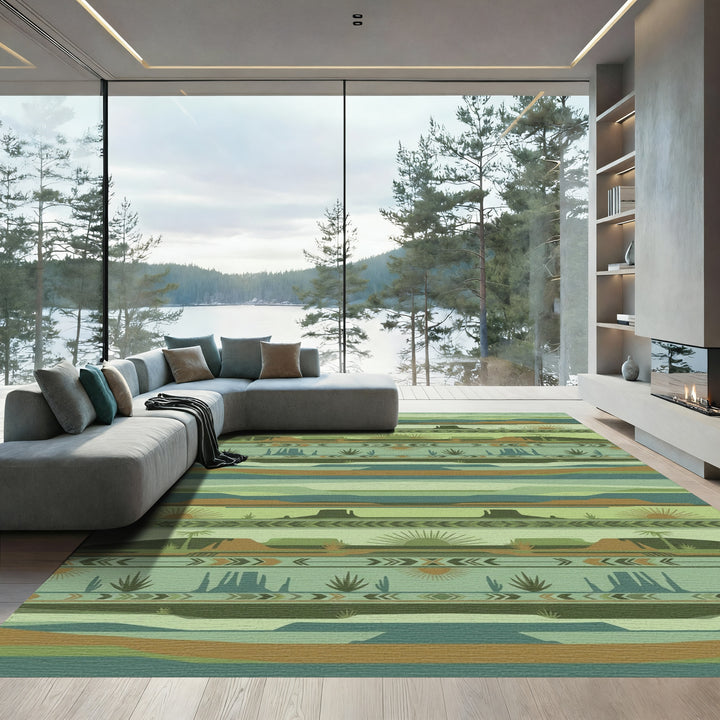 Desert Mesa Sun Landscape Stripes Rug