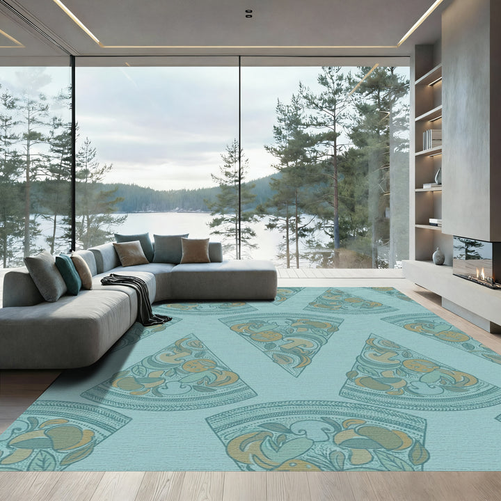 Ocean Blue Pizza Slice Arrangement Rug