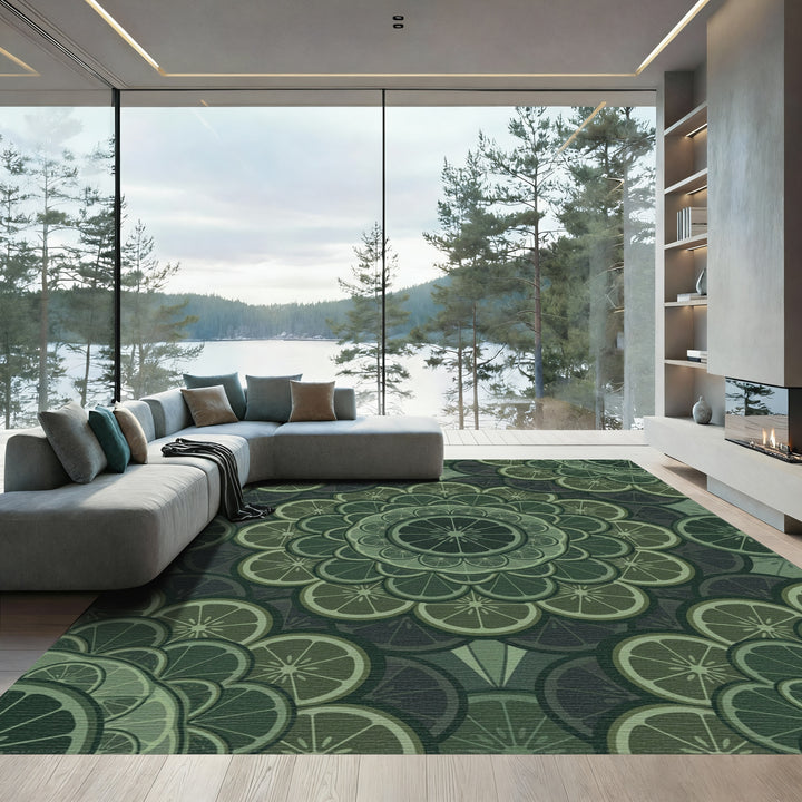 Emerald Citrus Mandala Rug