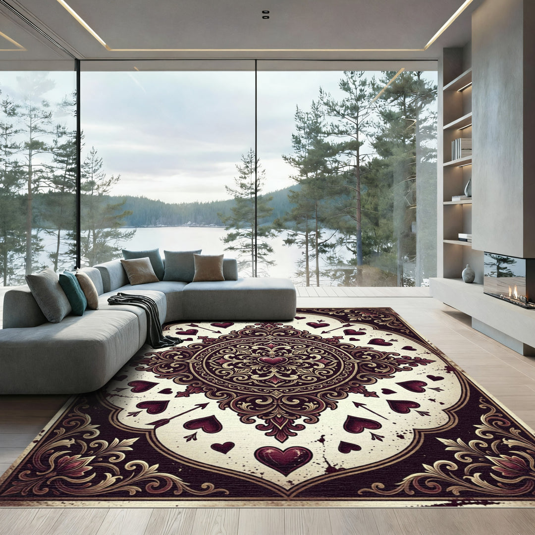 Victorian Gothic Hearts Medallion Rug