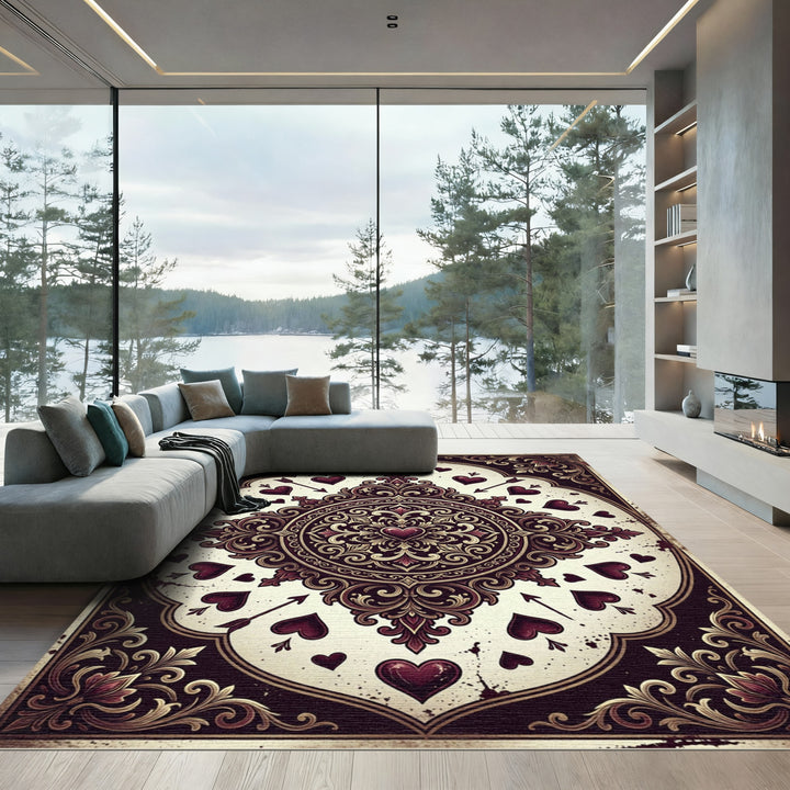Victorian Gothic Hearts Medallion Rug