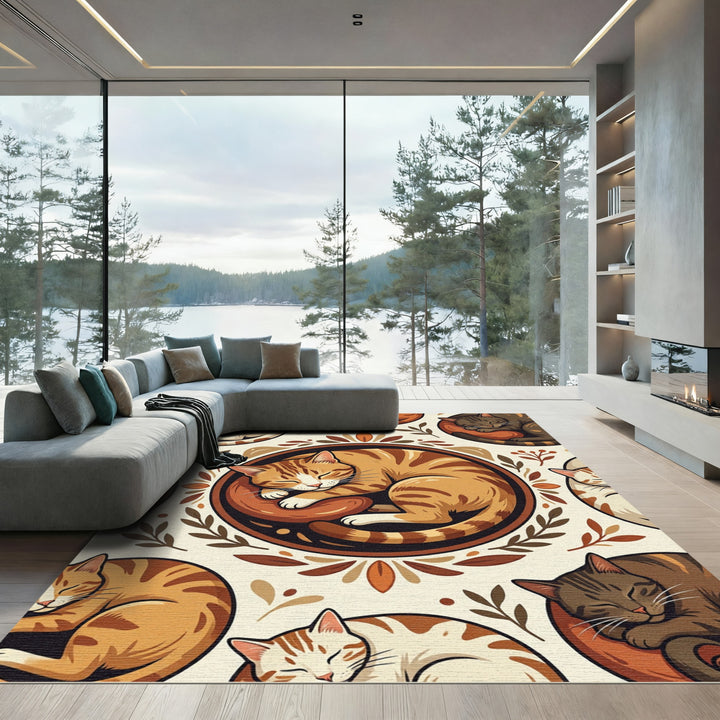 Cozy Feline Sleep Medley Rug